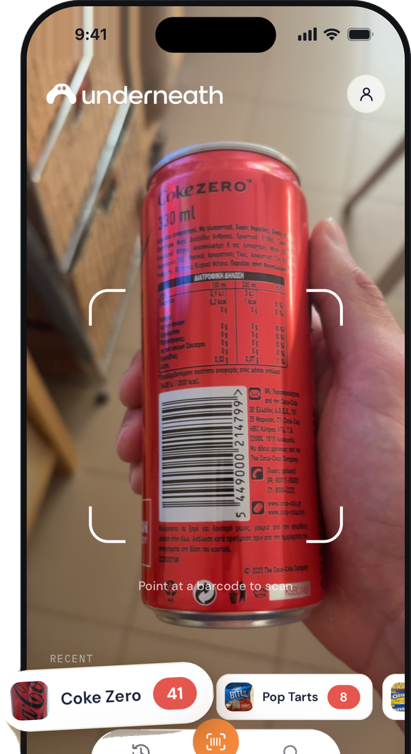 Scanning a drink barcode with the Underneath camera